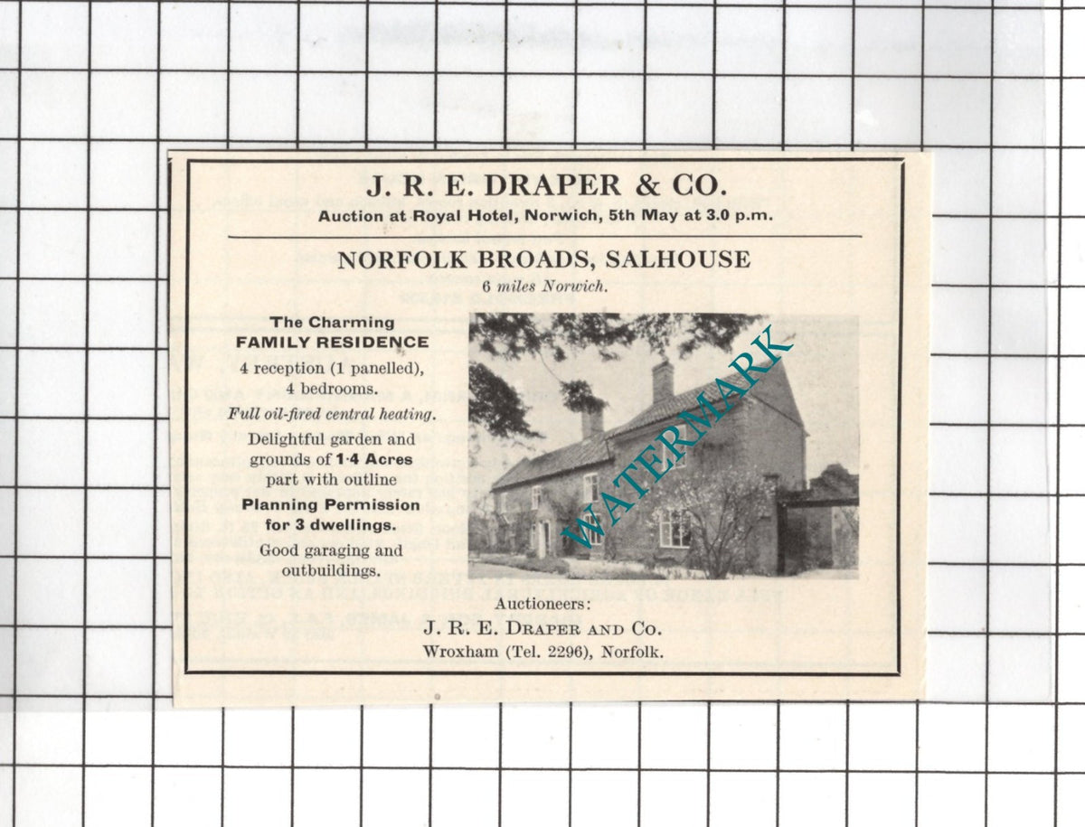 Salhouse Norfolk SMALL House Sale Advert - 1967