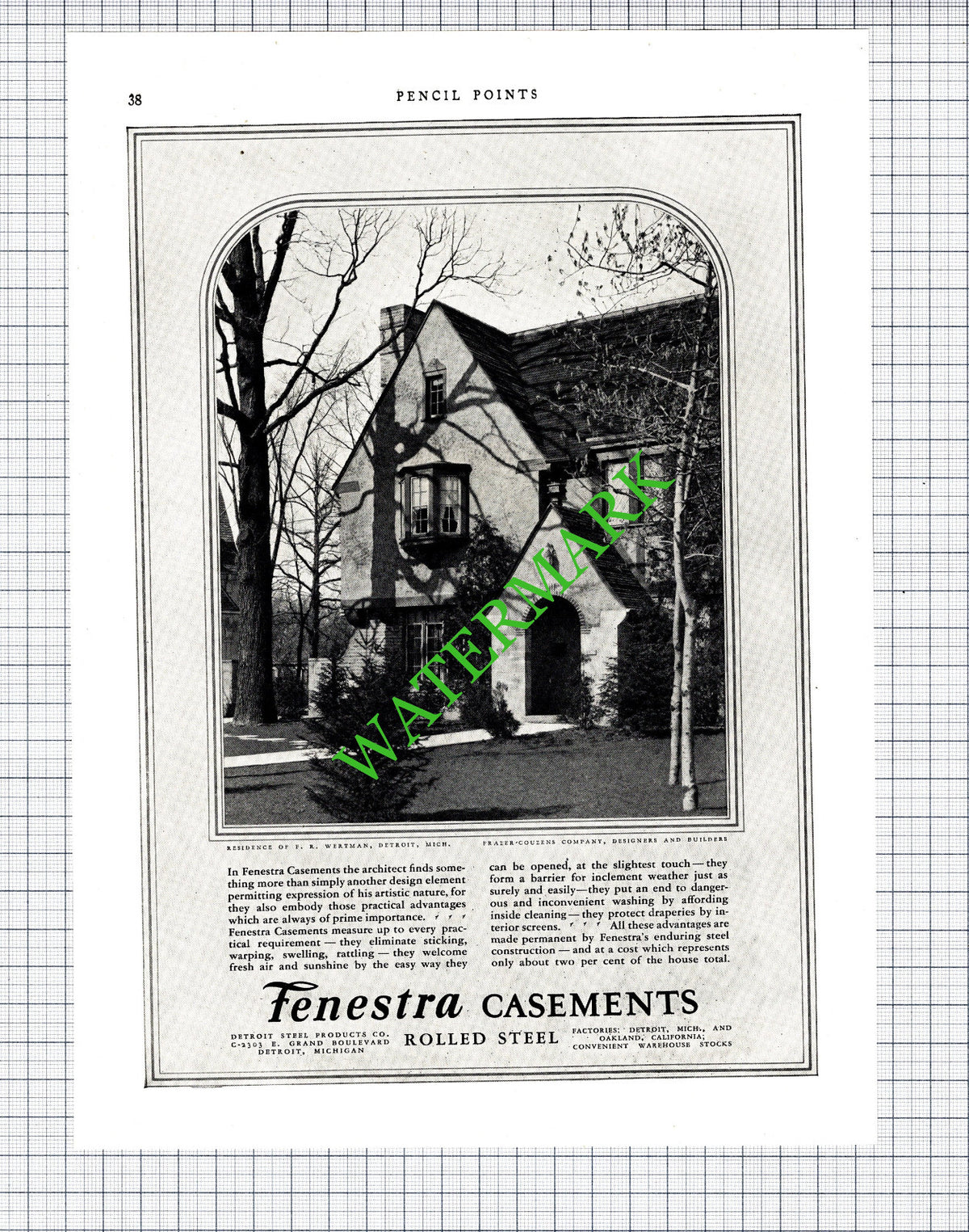 F R Wertman Detroit Steel Products Co Michigan Advert - 1927 Cutting