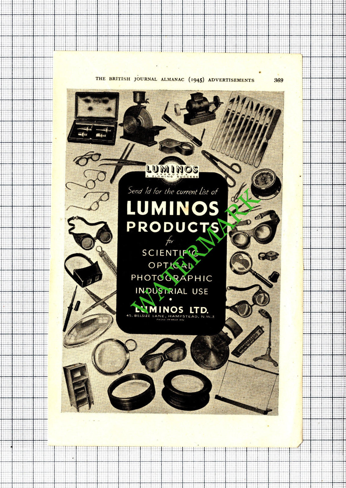 Luminos Ltd Hampstead London Small Advert - 1945 Cutting