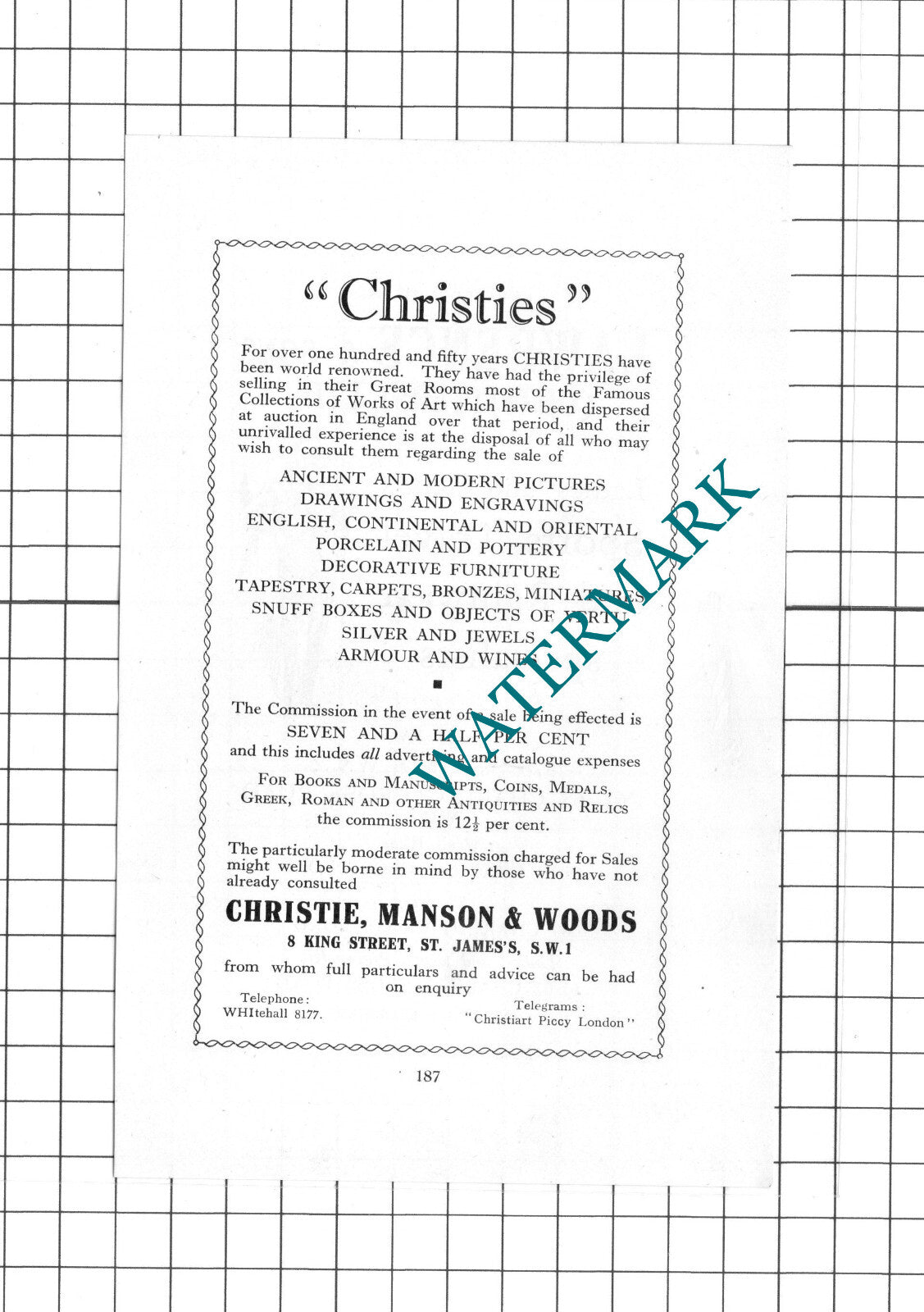 Lawrence & Sons Outfitters Ltd London Christie Manson & Woods 1939 Small Advert