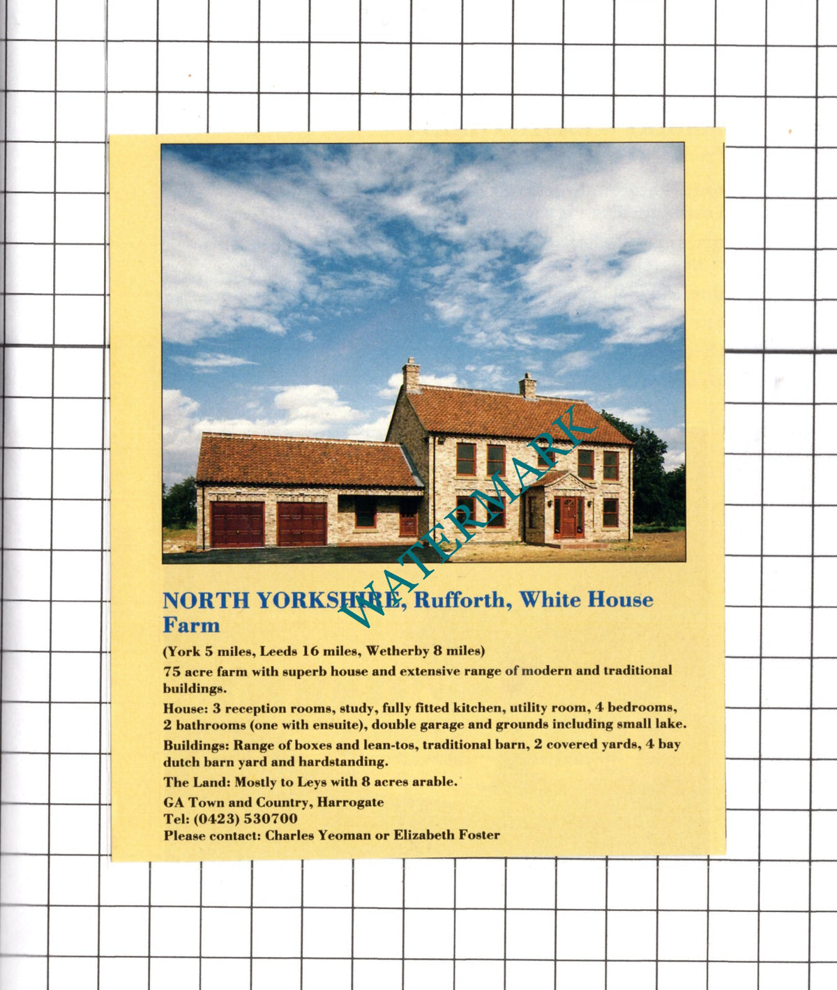 White House Farm Rufforth North Yorkshire Sale Advert - 1989 Clipping / Print