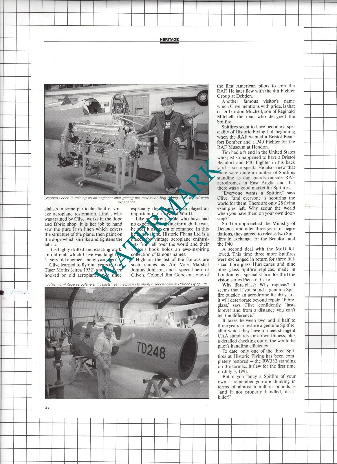 Historic Flying Ltd Clive Denney Tim Roulsis Ian Warren - 1991 Article