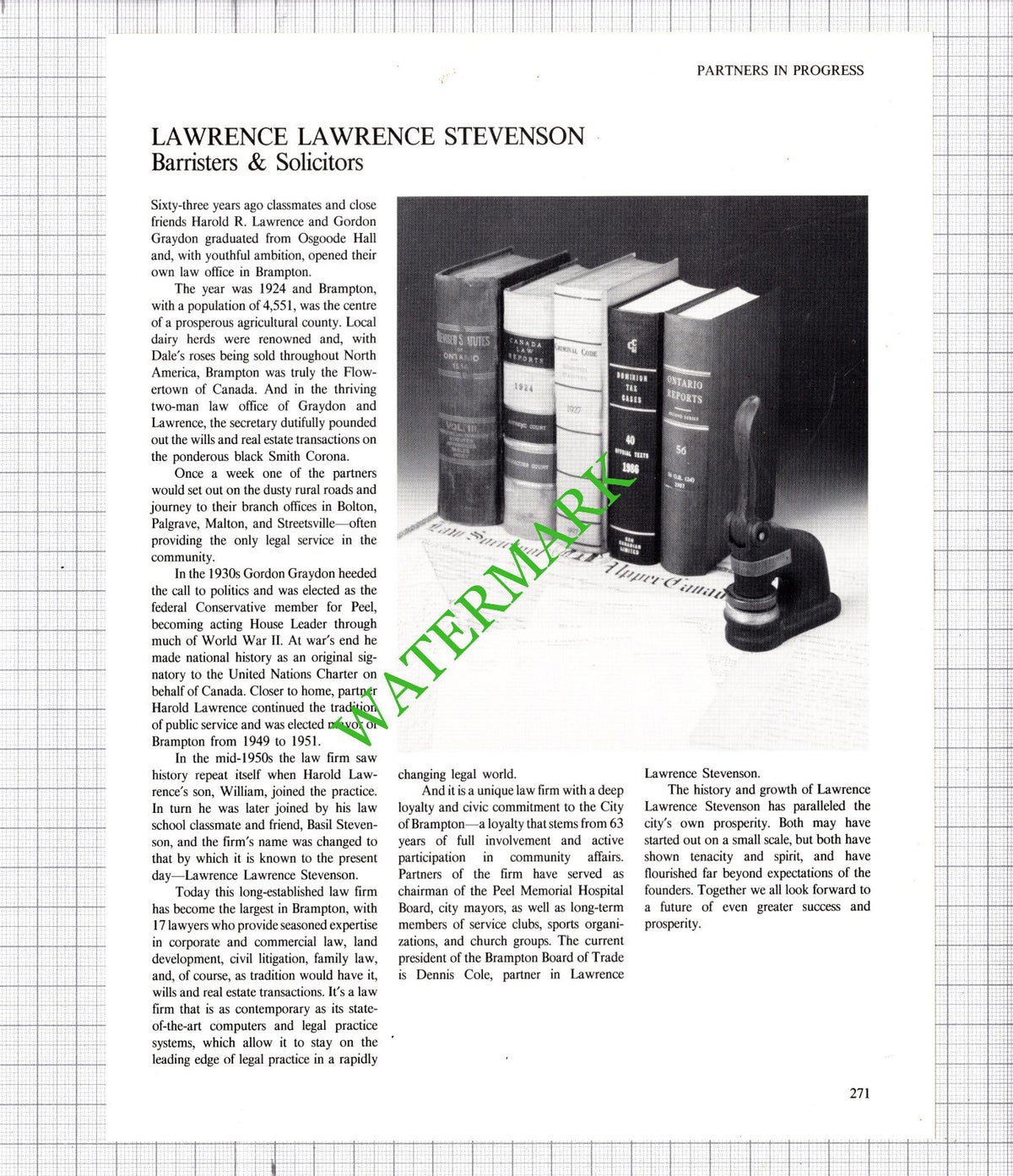 Gordon Graydon Harold Lawrence Stevenson Brampton Ontario - 1980s Cutting