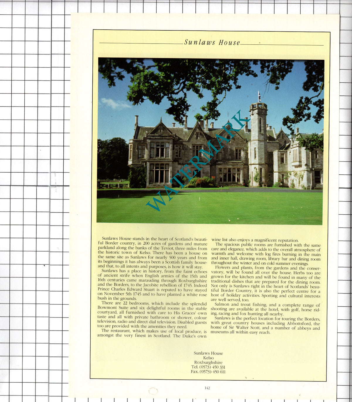 Sunlaws House Kelso Roxburghshire Advert - 1995 Cutting
