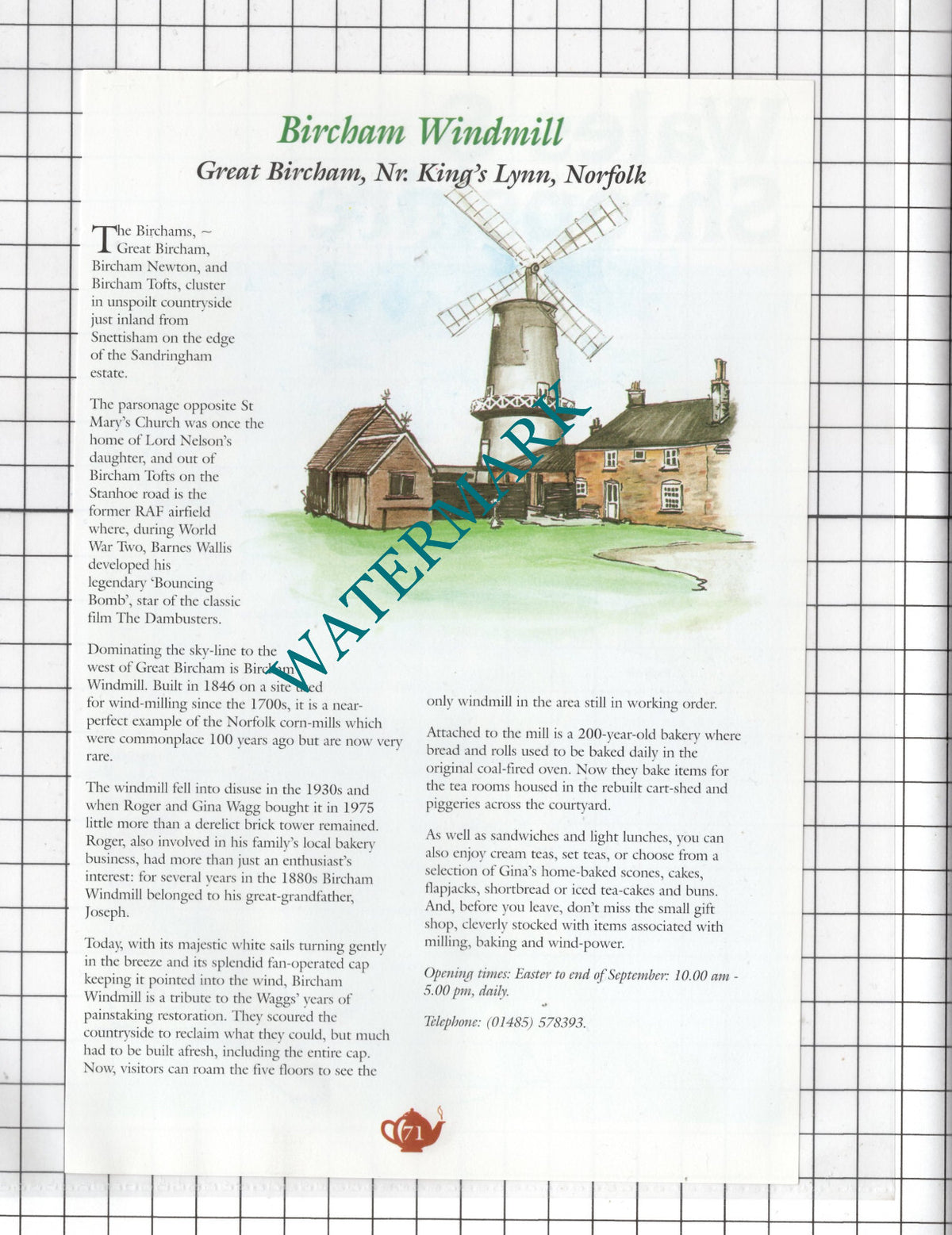 Bircham Windmill Great Bircham King's Lynn Norfolk Roger Wagg - c.2001 Advert