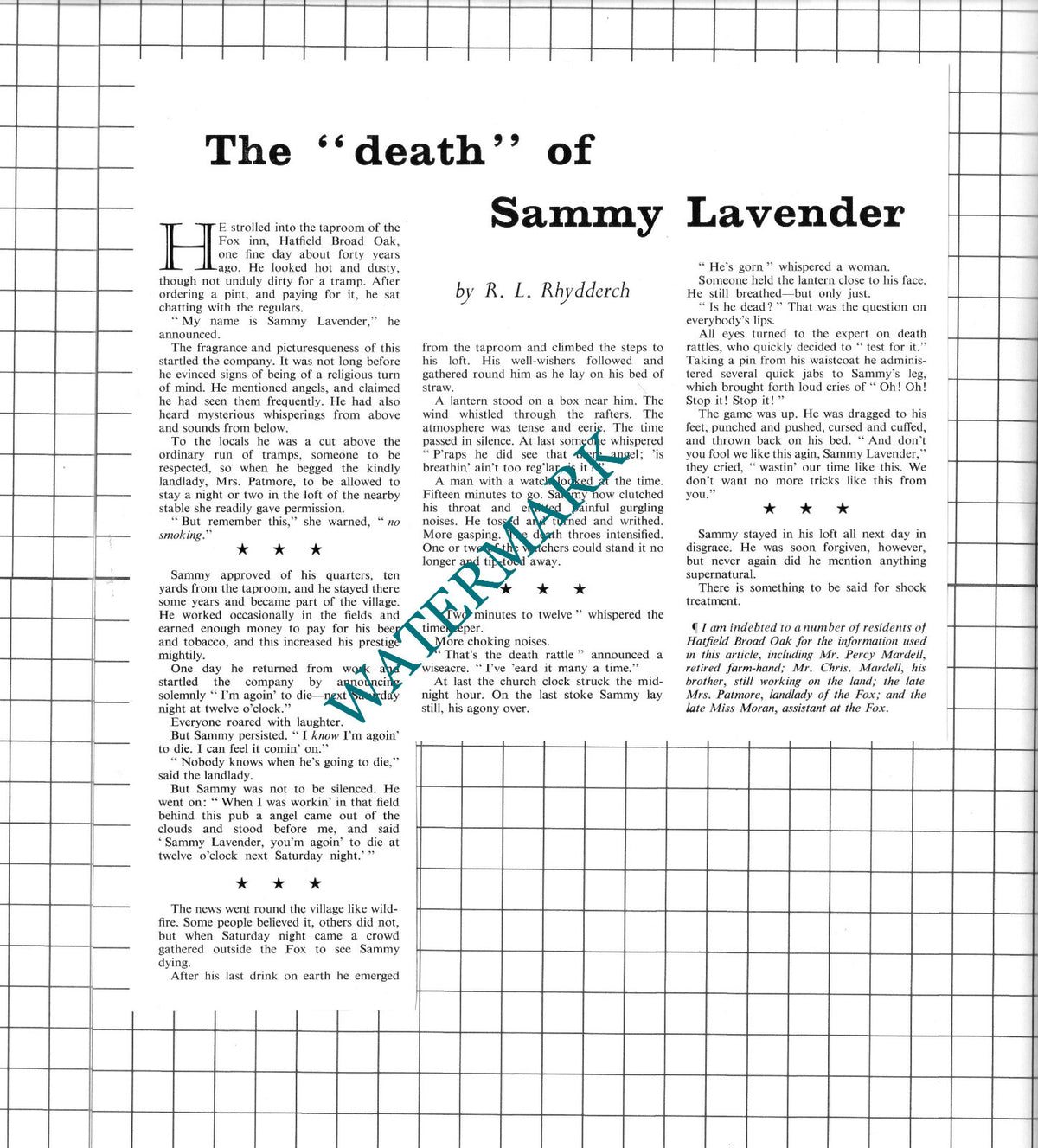 Sammy Lavender The Fox Inn Hatfield Broad Oak Essex Patmore - 1967 Clipping