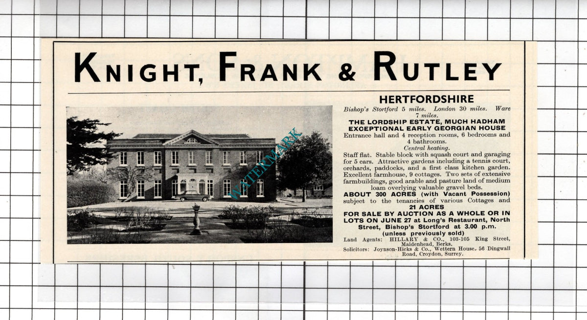 The Lordship Estate Much Hadham Hertfordshire House Sale Advert - 1967