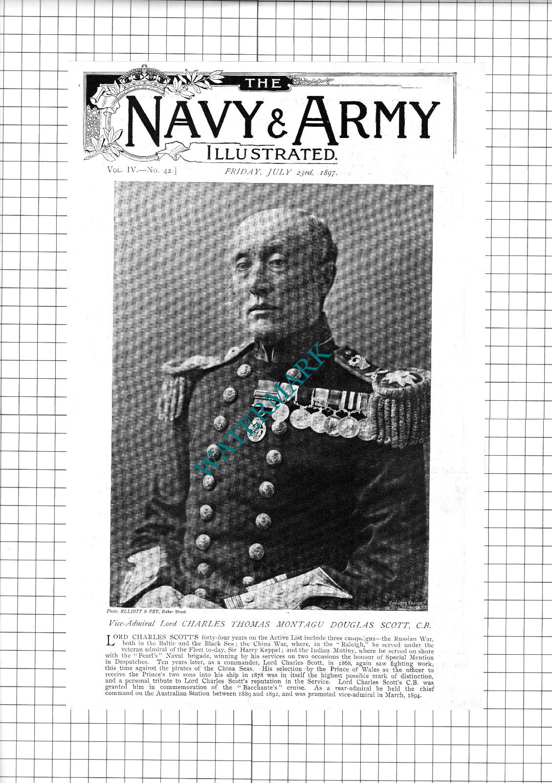 Vice Admiral Lord Charles Thomas Montagu Douglas Scott - 1897 Book Print