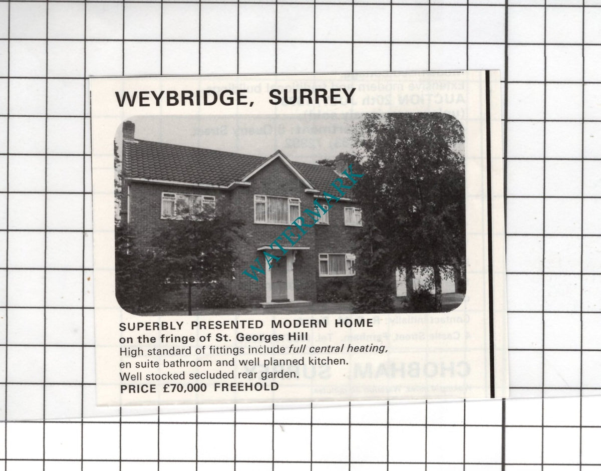 Weybridge Surrey Small House Sale Advert - 1978