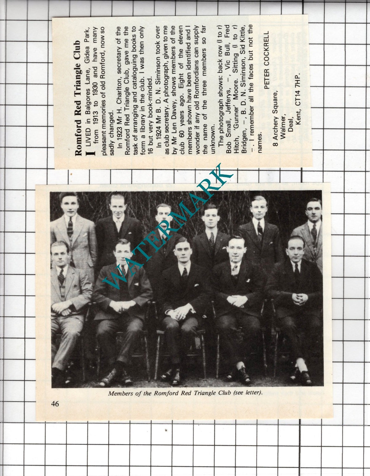 Romford Red Triangle Club Bob Small Sid Kittle Vic Bull -1984 Two-Part Clipping
