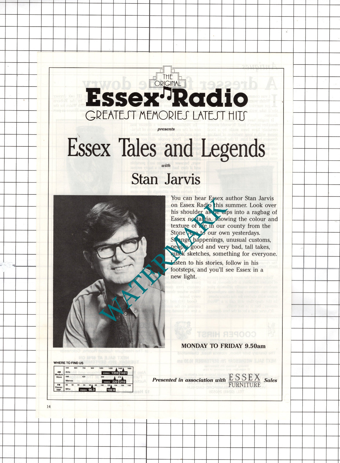 Stan Jarvis Author Essex Radio - 1988 Advert