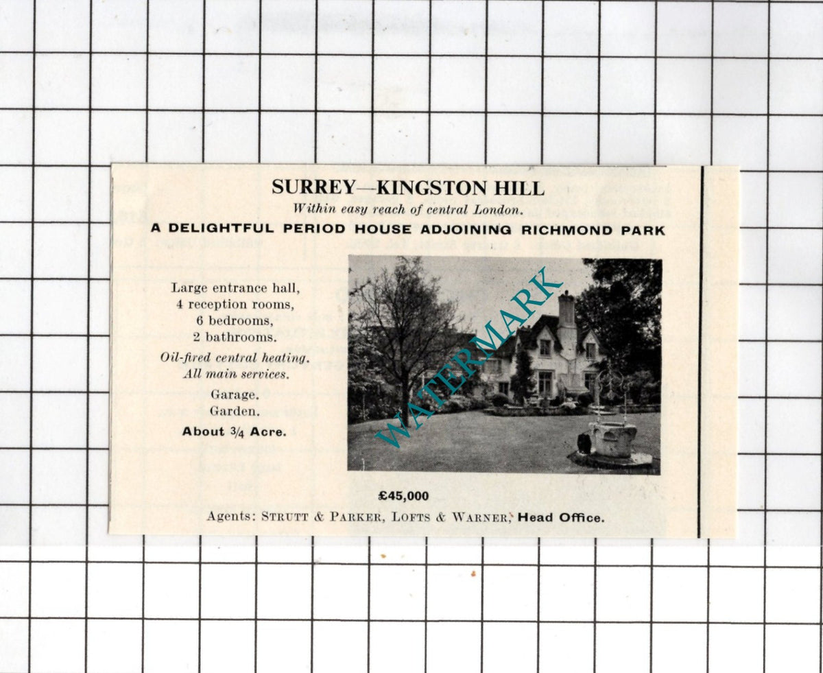 Kingston Hill Surrey Small House Sale Advert - 1967