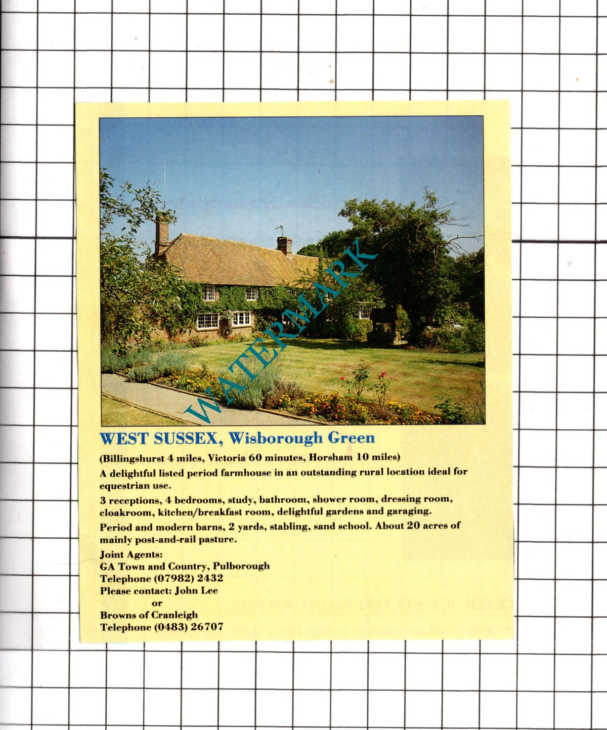Wisborough Green Sussex House Sale Advert - c.1990 Cutting / Print