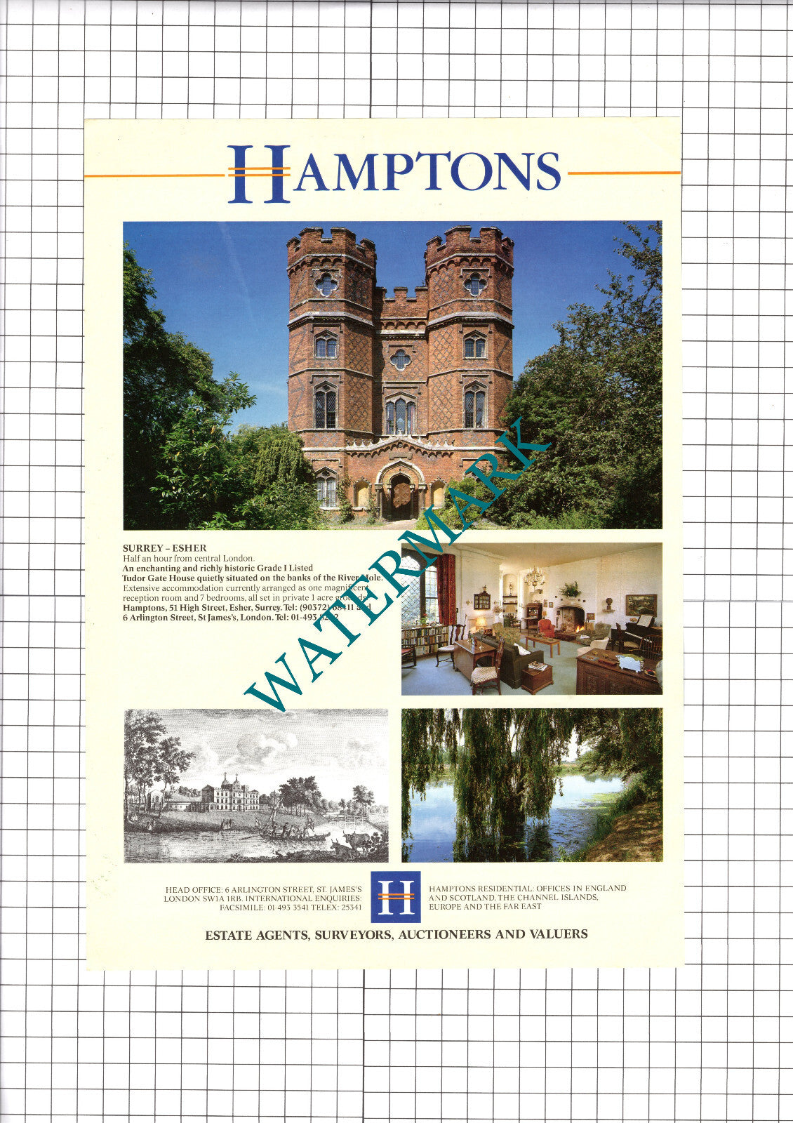Esher Surrey Tudor Gate House Sale Advert - 1989 Clipping / Print