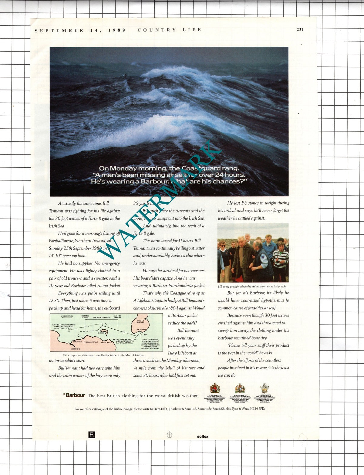 Bill Tennant Portballintrae Northern Ireland Islay Lifeboat Barbour Advert 1989