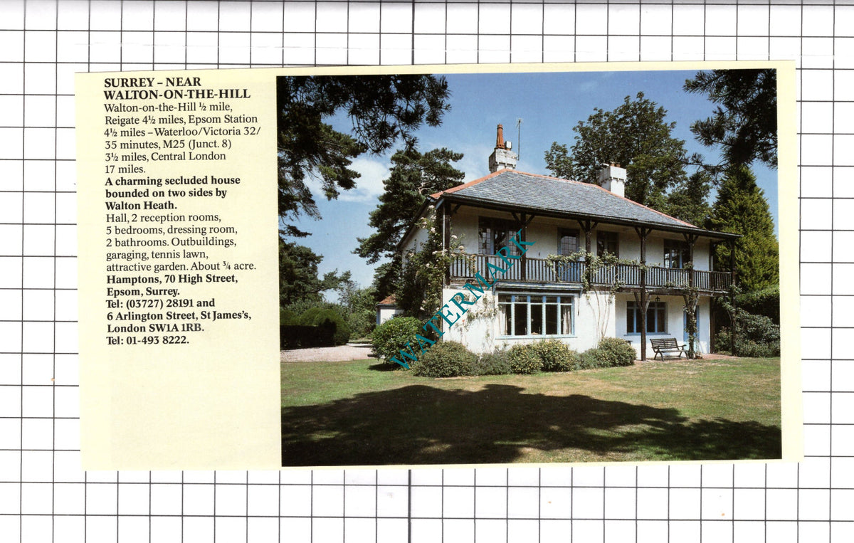 Walton on the Hill Surrey House Sale Advert - c.1990 Clipping / Print