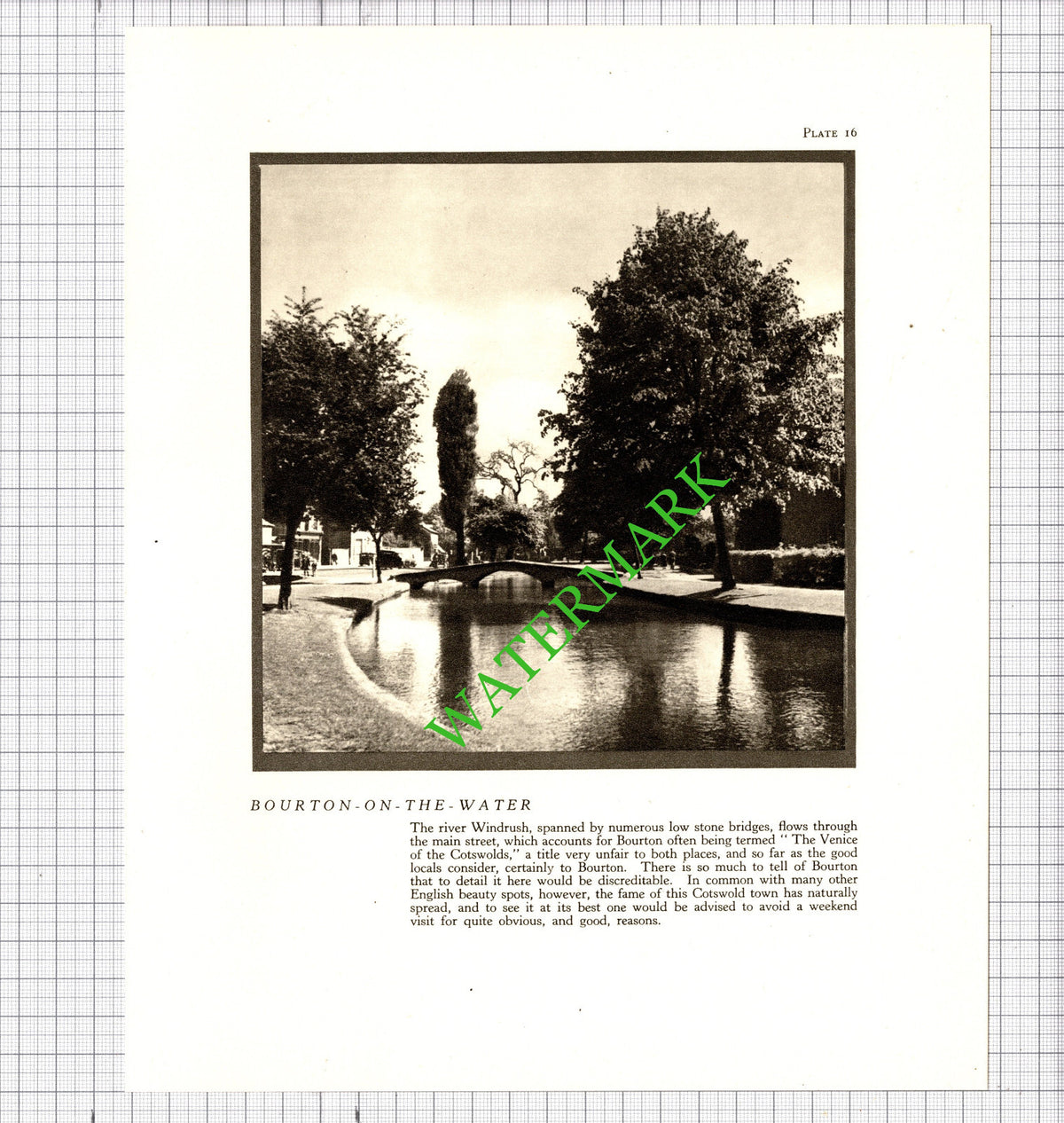 Bourton-on-the-Water Gloucestershire - 1940's Cutting / Print