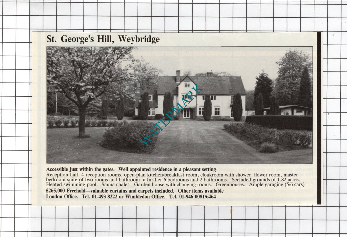 St George's Hill Weybridge Surrey House Sale Advert - 1981 Cutting