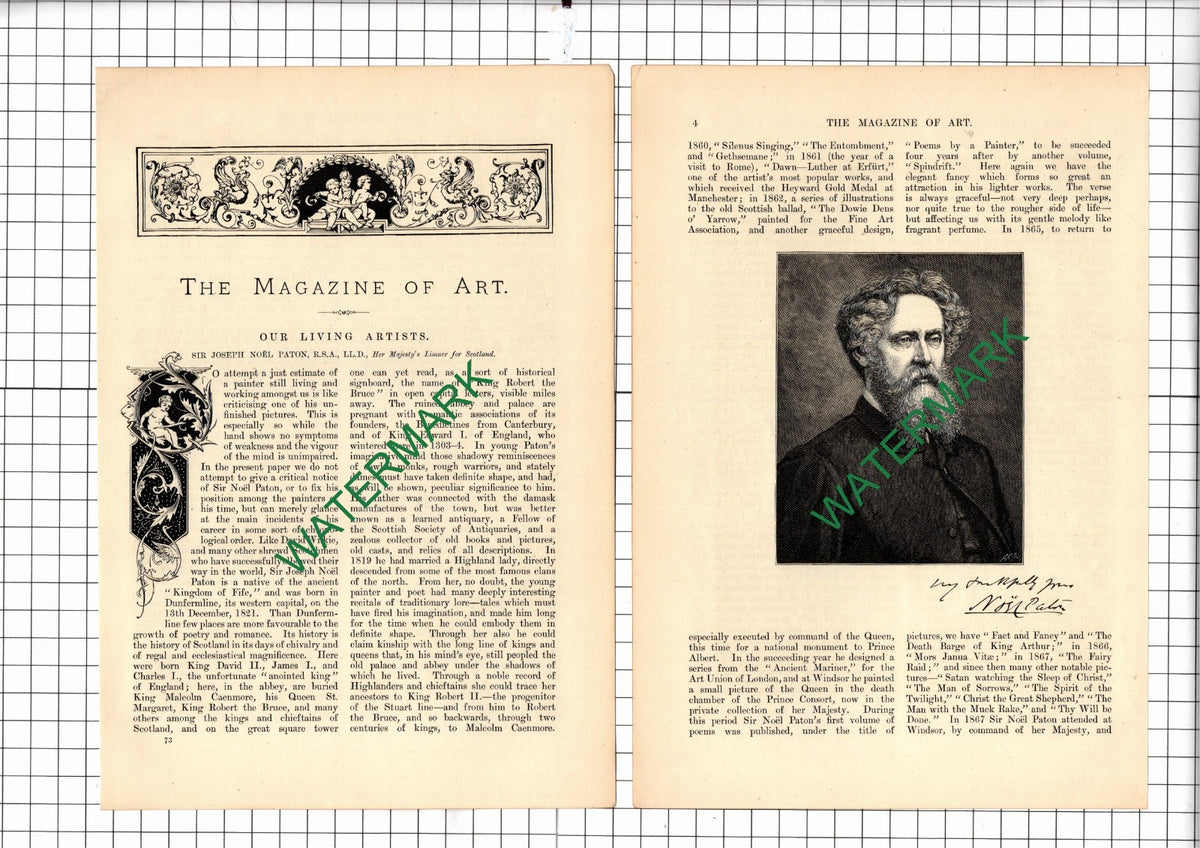 Sir Joseph Noel Paton Artist - c.1880 Article