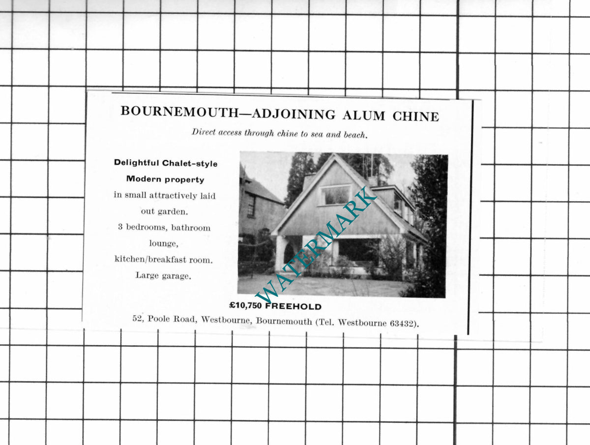 Bournemouth Dorset SMALL House Sale Advert - 1967 Cutting