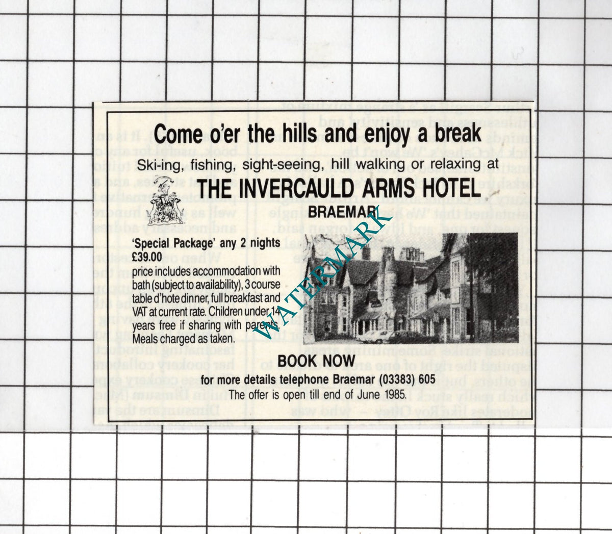 The Invercauld Arms Hotel Braemar Scotland Small Advert - 1985 Clipping