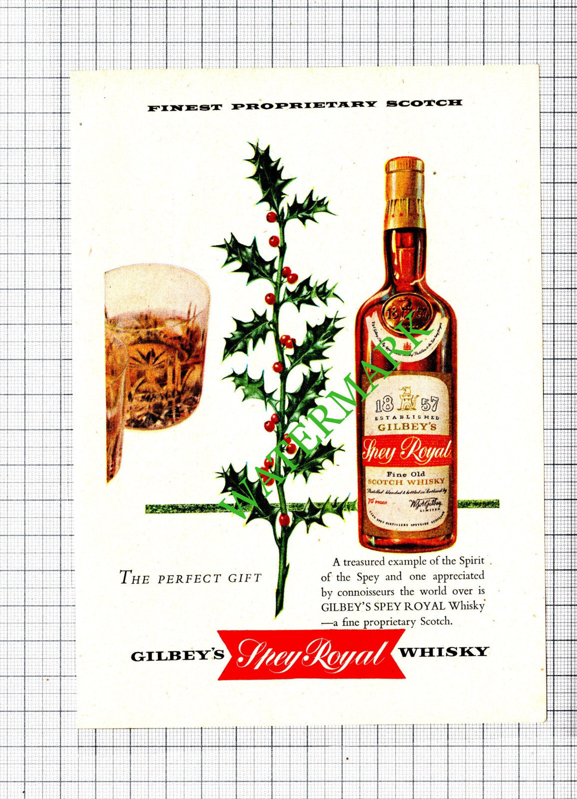Gilbey's Spey Royal Whisky Christmas Small Advert - 1956 Cutting