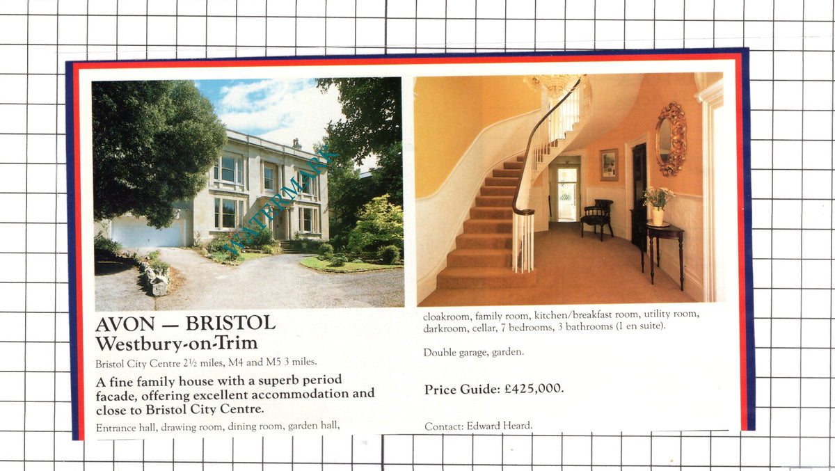 Westbury-on-Trim Bristol House Sale Advert - c.1990 Clipping