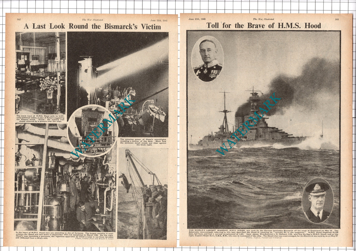 HMS Hood Bismarck Capt Ralph Kerr World War Two WW2 - 1940 Article