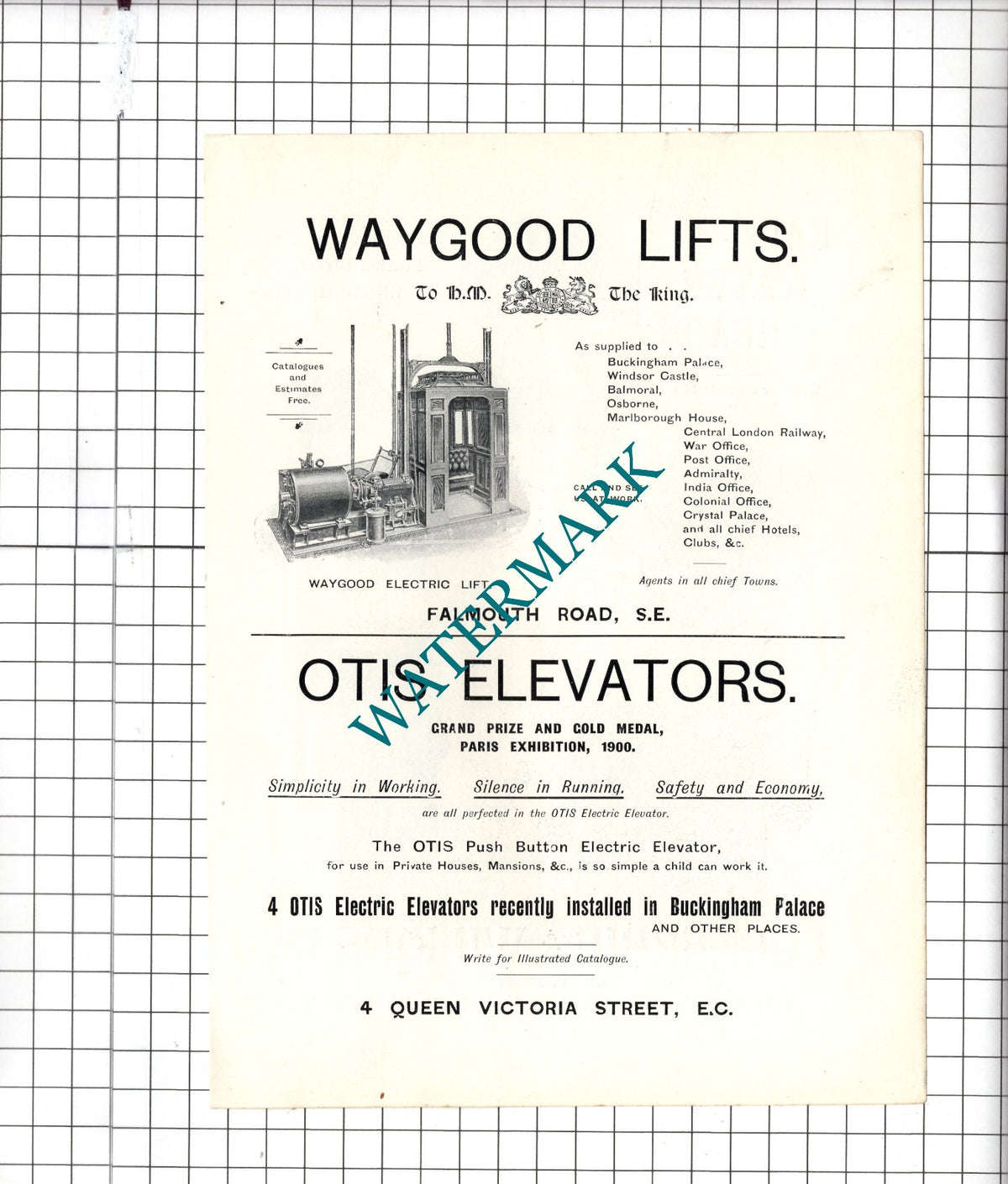 Lockerbie & Wilkinson Ltd London / Waygood Lifts Otis Elevators - 1903 Advert
