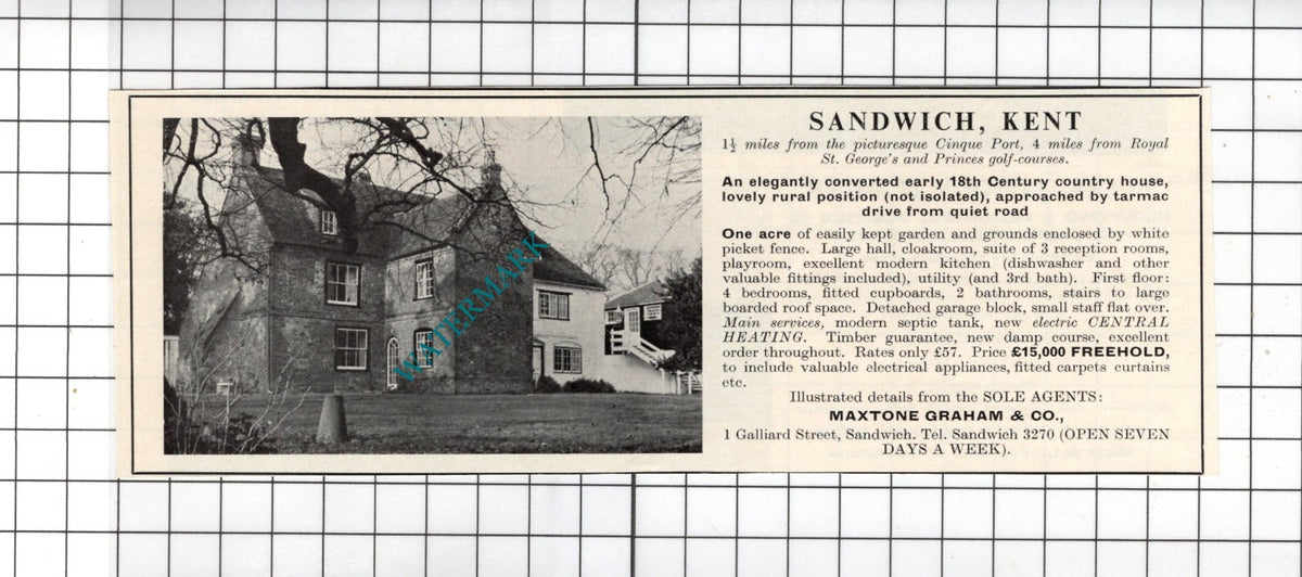 Sandwich Kent - 1967 Small House Sale Advert
