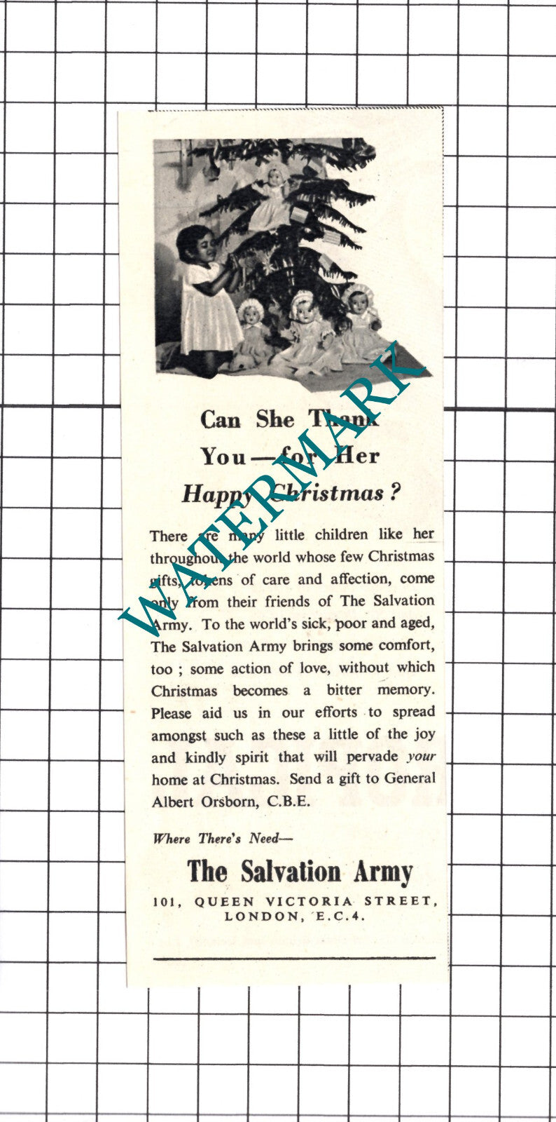 The Salvation Army General Albert Orsborn Small Advert - 1950 Cutting