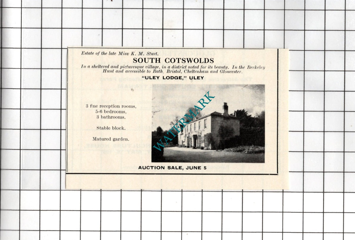 Uley Lodge Uley Gloucestershire Miss K M Sturt - 1967 SMALL House Advert