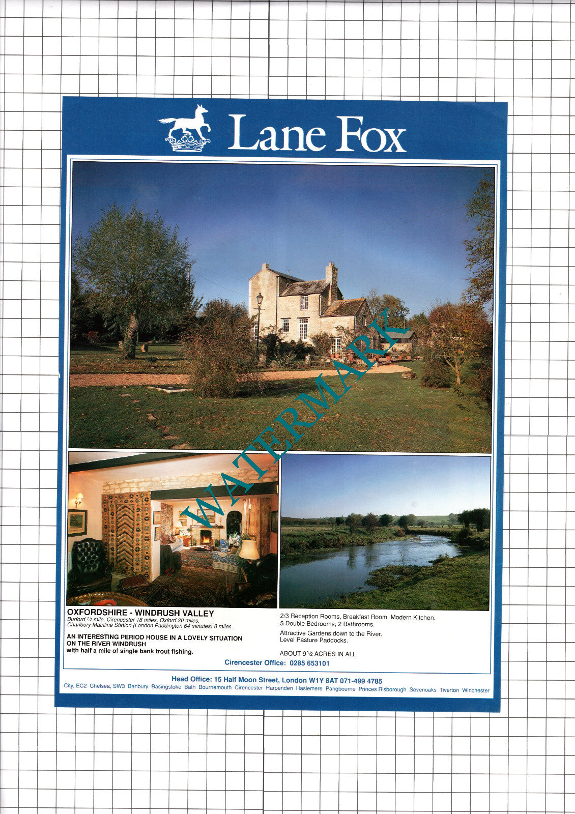 Burford Oxfordsire Windrush Valley House Sale Advert - 1990 Clipping / Print