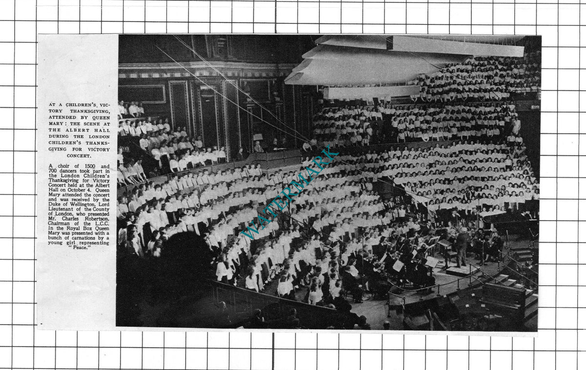 Albert Hall London Children's Thanksgiving For Victory Concert - 1945 Clipping