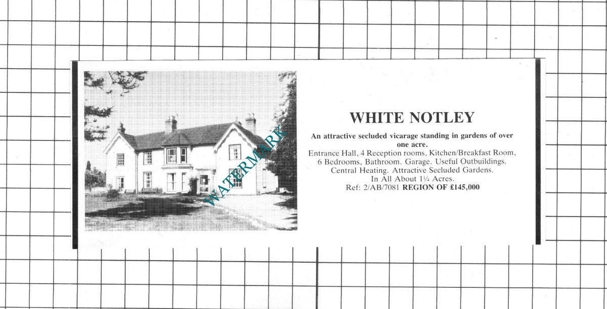 White Notley Vicarage House Sale Advert - 1986 Clipping