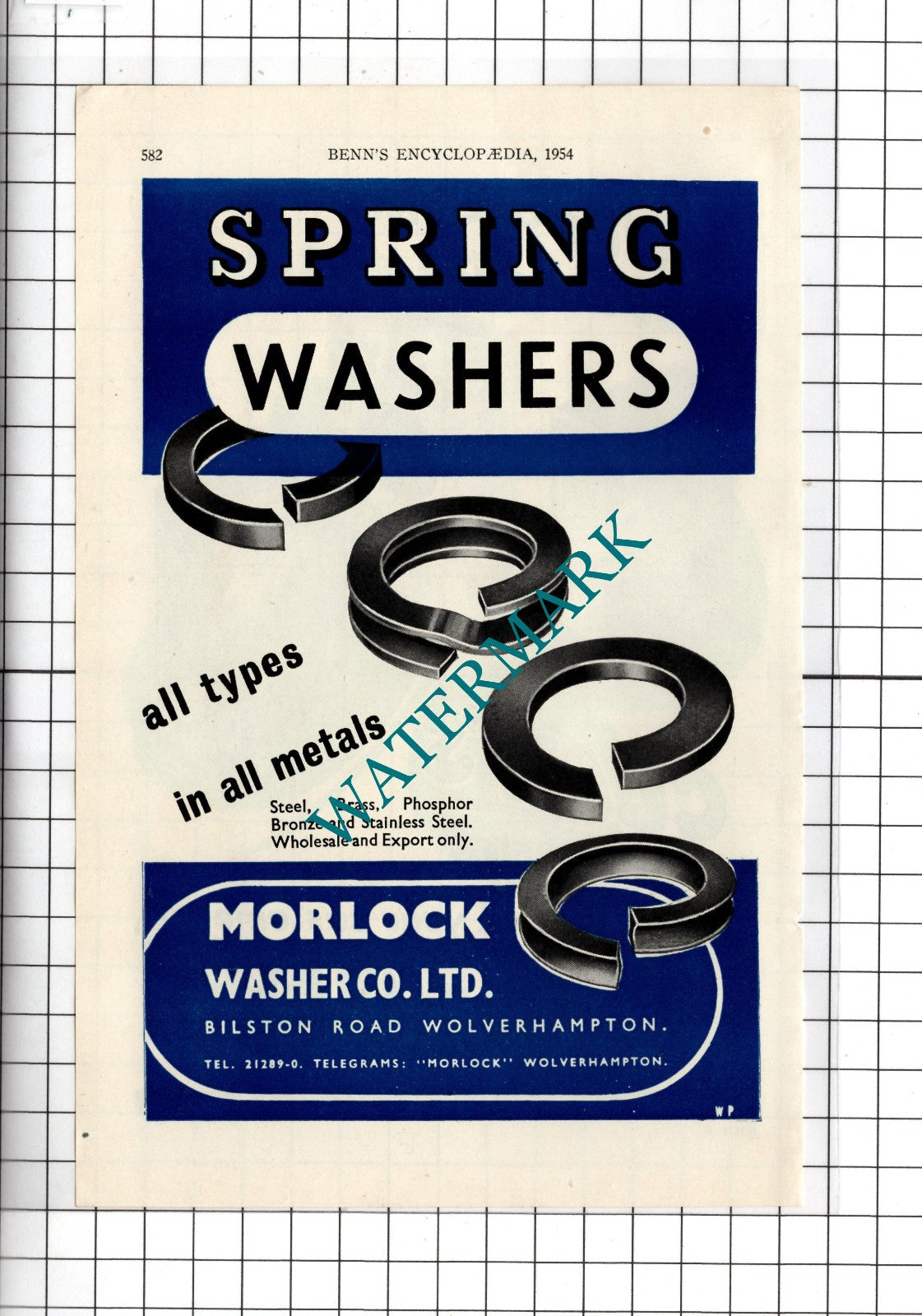 Clay & Son Ltd Stratford London Morlock Washer Co Ltd Wolverhampton 1954 Advert