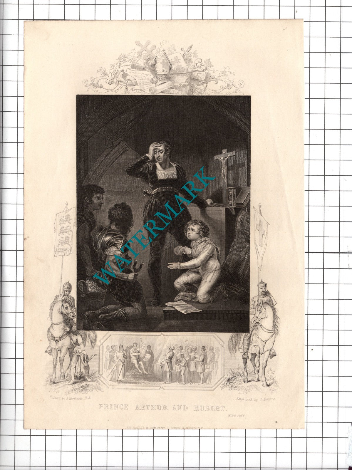 Prince Arthur and Hubert King John William Shakespeare Print - c.1880