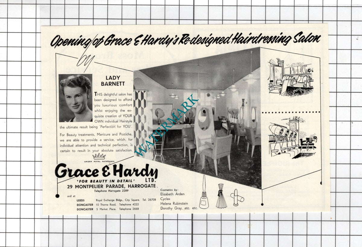 Grace & Hardy Ltd Harrogate Hairdressing Salon Lady Barnett - 1956 Small Advert