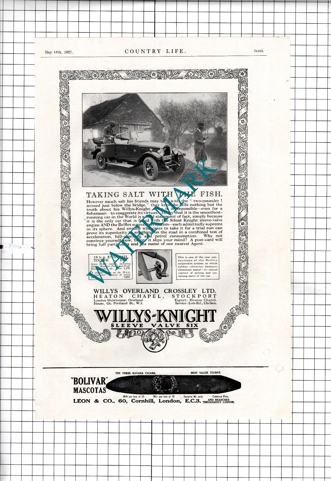 Willys-Knight Car Advert Willys Overland Crossley Ltd Heaton Chapel 1927 Advert