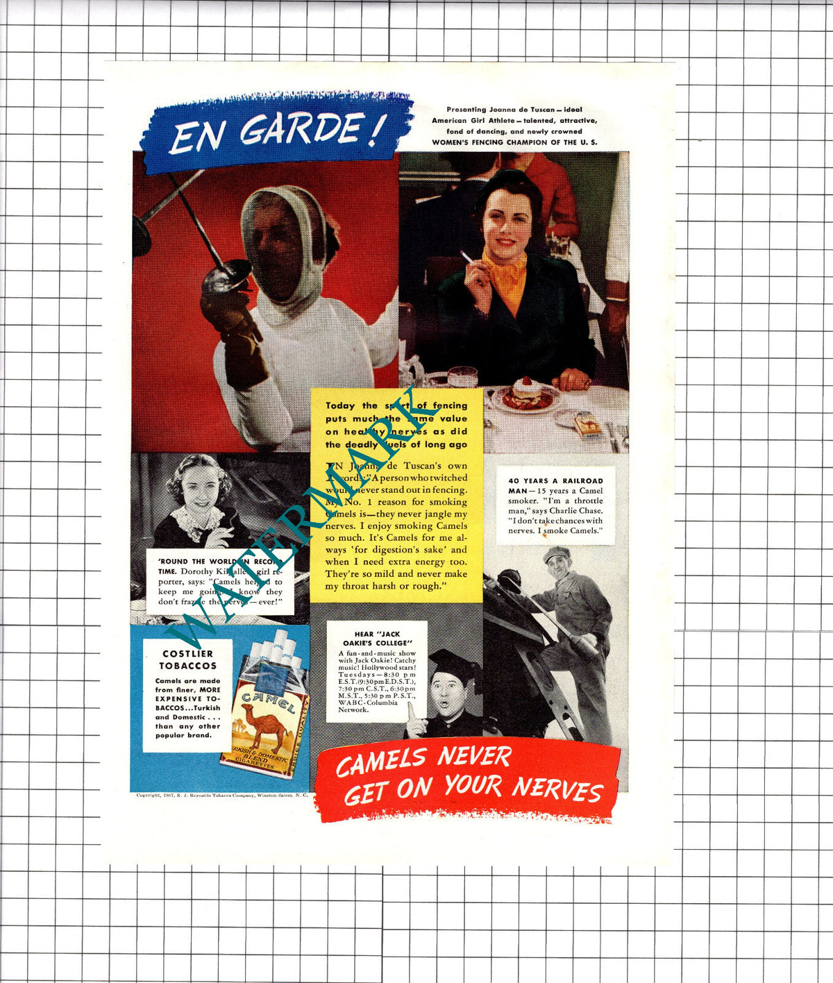 Joanna de Tuscan Dorothy Kilgallen Camel Cigarettes - 1937 Advert / Print