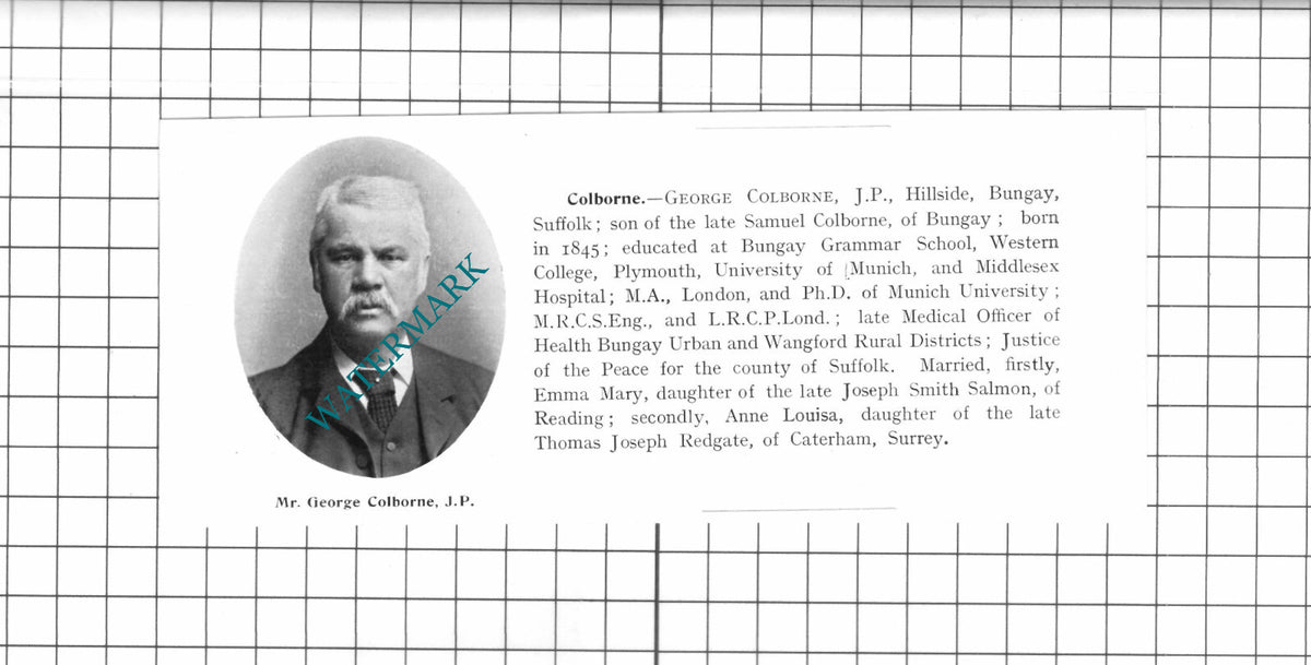 Gilbert Carsey Chittock Norwich /George Colborne Bungay Suffolk -1911 Clipping