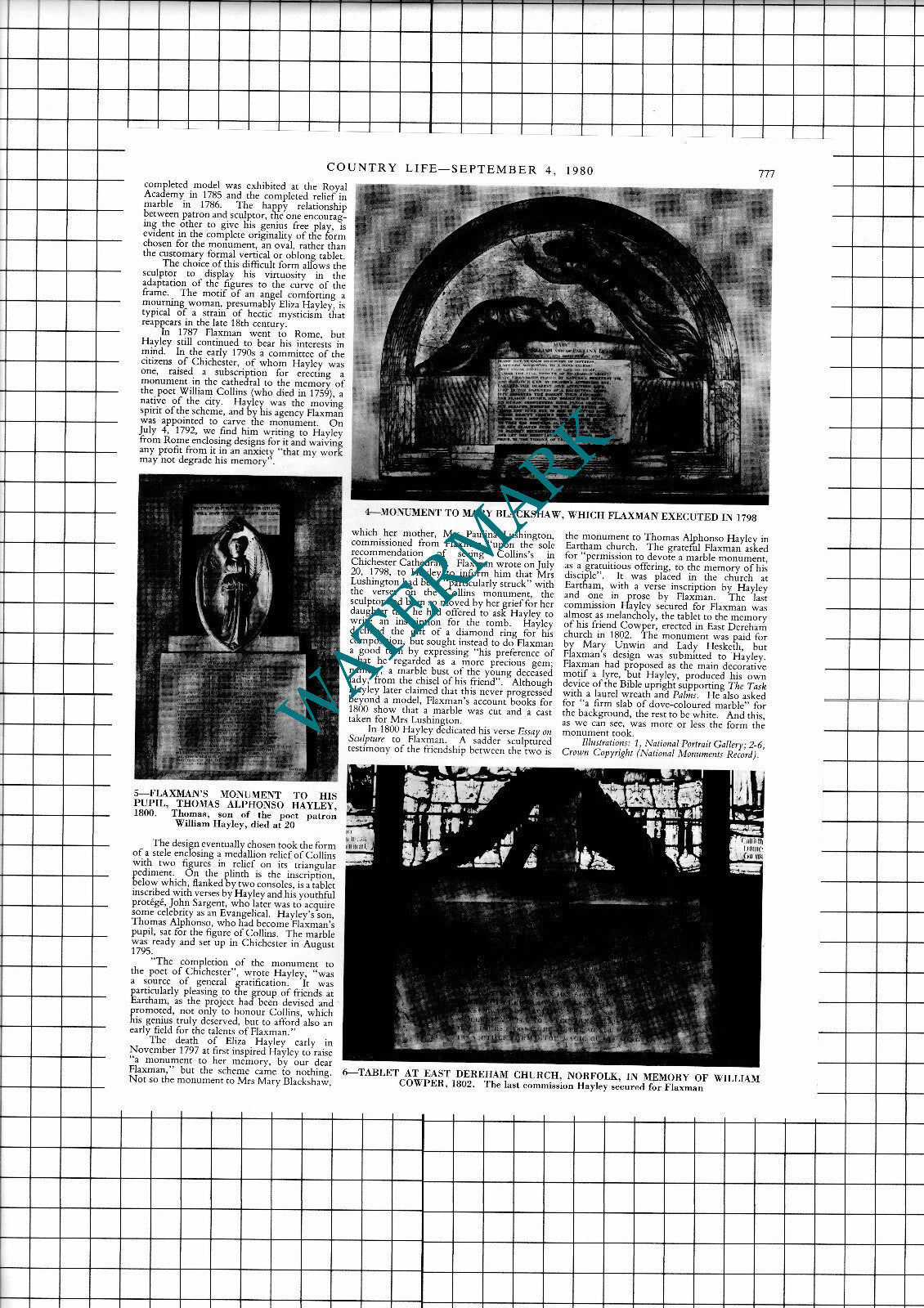 William Hayley Poet and John Flaxman Sculptor - 1980 Article / Print