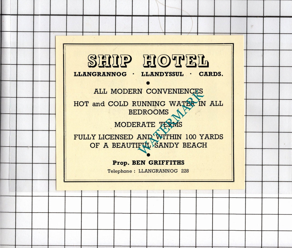 Hotel Penwig New Quay Wales Ship Hotel Llangrannog Llandyssul -1957 Small Advert