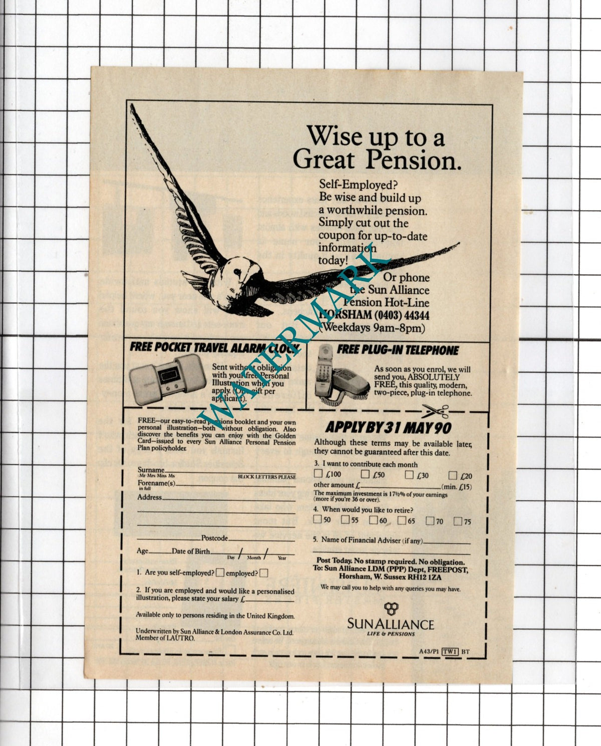 Sun Alliance Pension - 1990 Small Advert