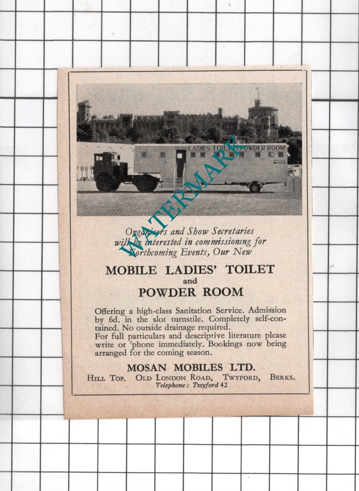 Mosan Mobiles Ltd Hill Top Twyford Berkshire - 1954 SMALL Advert