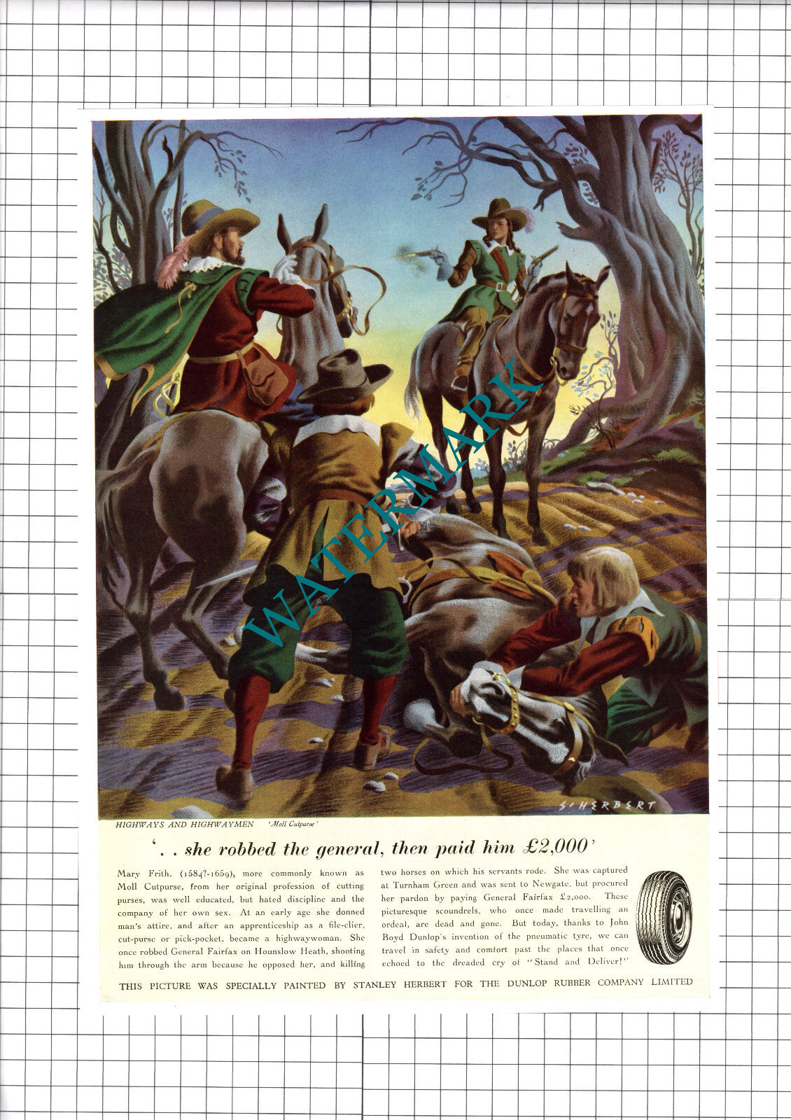 Dunlop Rubber Company Moll Cutpurse Highways Advert - 1950 Clipping / Print