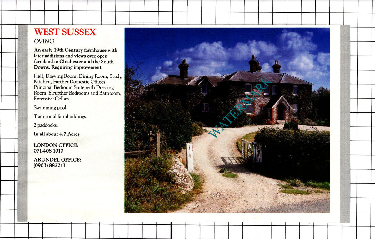 Churt Surrey / Oving West Sussex House Sale Advert - 1991 Clipping