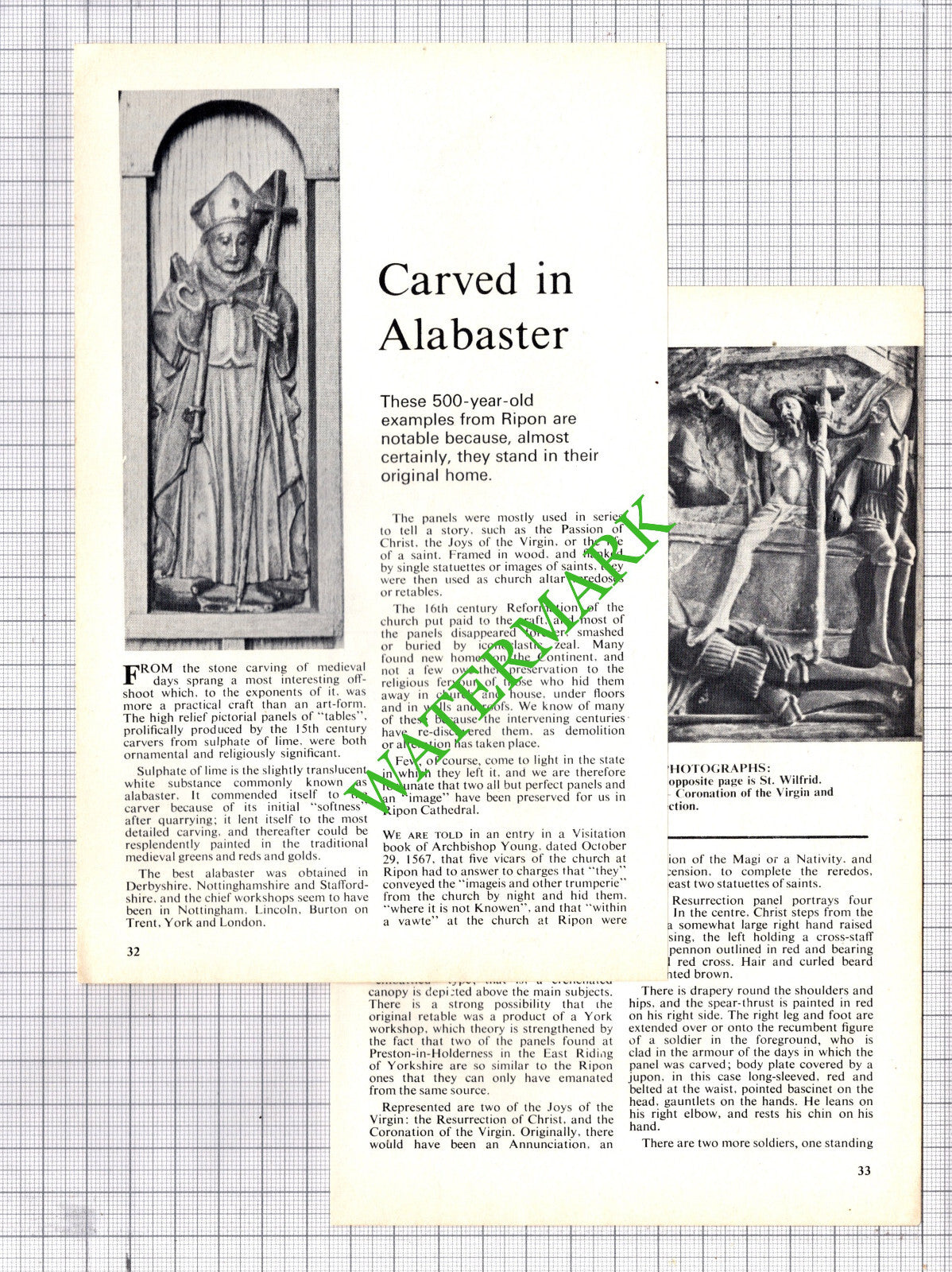Ripon Cathedral Alabaster Carvings - 1978 Article