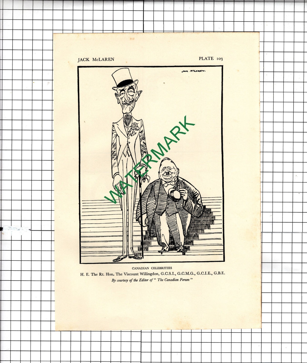 The Rt Hon The Viscount Willingdon Caricature Jack McLaren - 1928 Illustration