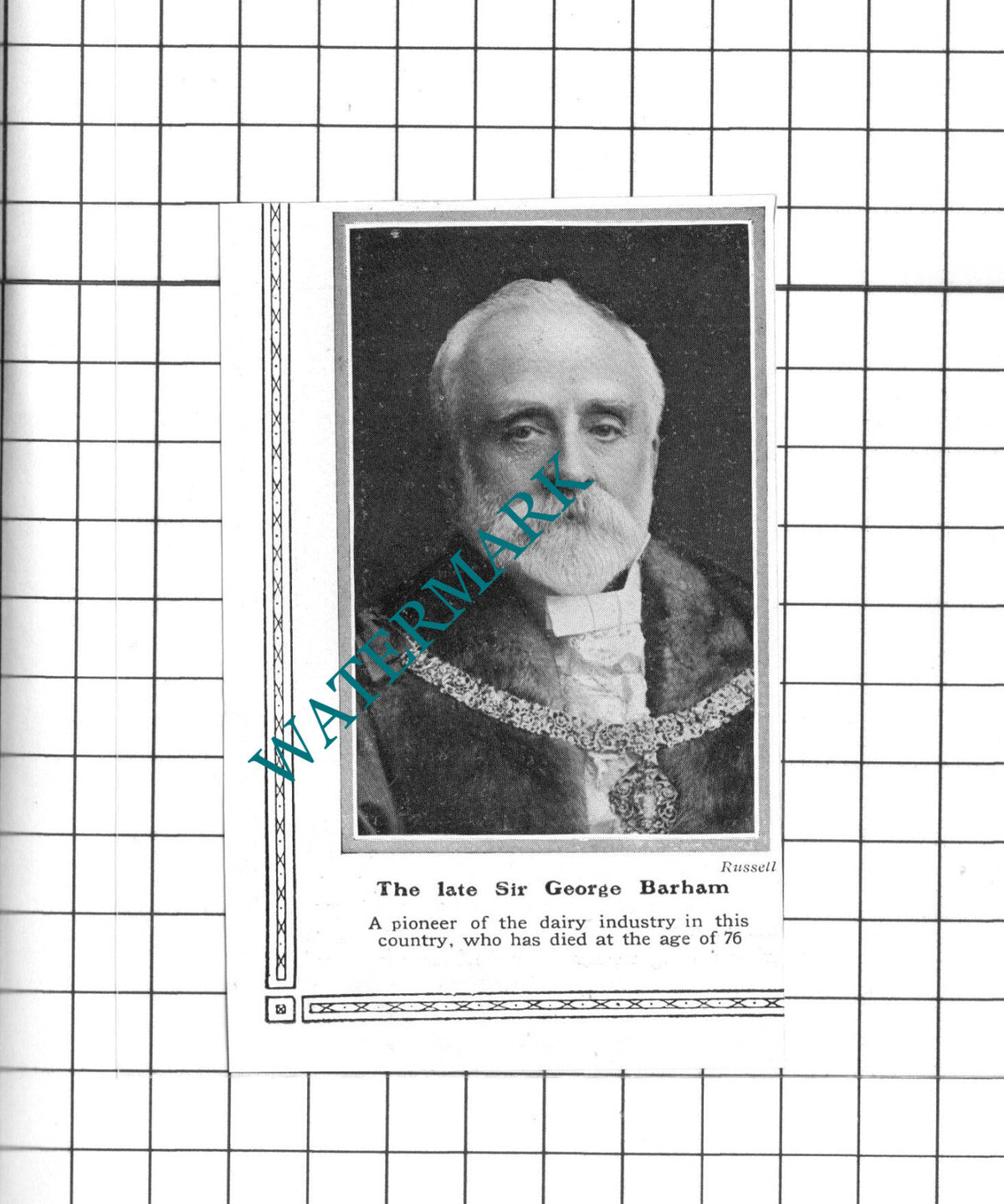 Sir George Barham - 1913 Small Clipping / Print